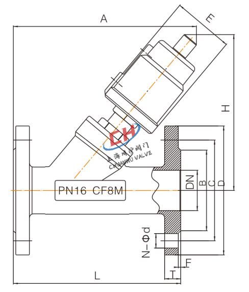 P3法蘭氣動(dòng)角座閥連接尺寸