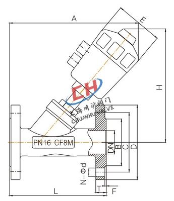 P1法蘭氣動角座閥連接尺寸